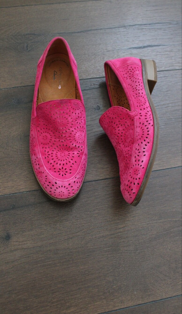 Clarks Trish Calla Women's Pink Perforated Suede Loafers